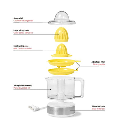Starfrit Electric Citrus Juicer – 800ml, Auto-Reverse, 2 Juicing Cones, Pressure-Activated, BPA-Free