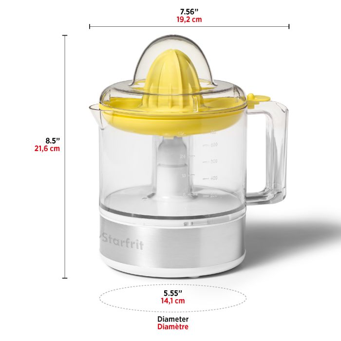 Starfrit Electric Citrus Juicer – 800ml, Auto-Reverse, 2 Juicing Cones, Pressure-Activated, BPA-Free