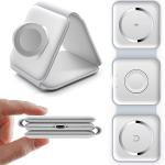 3-in-1 Wireless Foldable Charging Pad – Fast 15W Qi Charger for iPhone, AirPods & Apple Watch with Touch LED Nightlight, Portable Travel Station
