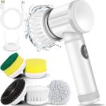 Multi-Functional Electric Cleaning Brush – Rechargeable Spin Scrubber with 5 Replaceable Heads, Cordless & Powerful
