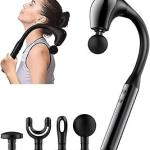 U-Shaped Massage Gun – Deep Tissue Percussion Massager with 4 Heads & 5 Speed Levels for Back, Neck & Full Body Relief