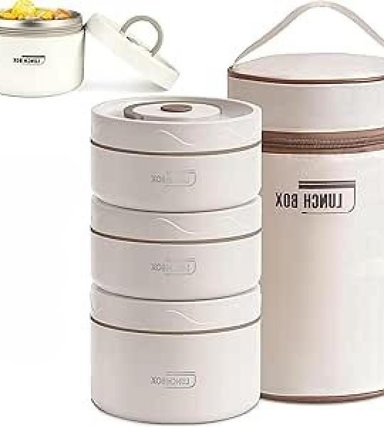 3-Piece Portable Insulated Lunch Box Set – Stainless Steel Leak-Proof Food Container with Thermal Bag