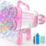 BUBBLE FUN Bazooka Gun – 60-Hole Automatic Bubble Machine with Colorful Lights