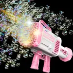 BUBBLE FUN Bazooka Gun – 60-Hole Automatic Bubble Machine with Colorful Lights