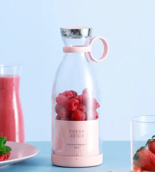 Juicer Blender Bottle – Portable Wireless Blender with 4 Stainless Steel Blades for Smoothies & Juices