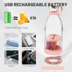 Juicer Blender Bottle – Portable Wireless Blender with 4 Stainless Steel Blades for Smoothies & Juices