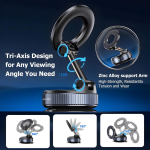 Magnetic Phone Holder – 360° Adjustable Car & Desk Mount with N52 Strong Magnets, Nano-Gel Suction Cup, Foldable & Portable for All Phones